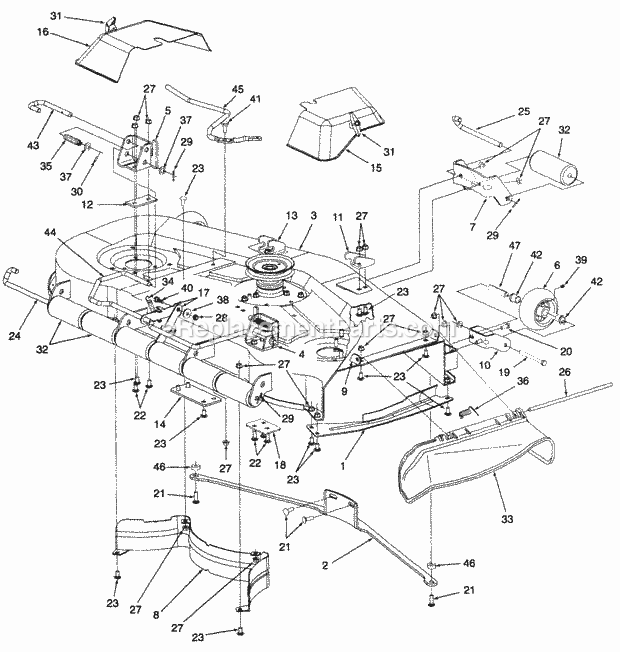 48" Deck Assembly Diagram and Parts List for Z48L 53AC365M100, 53BA1D5M100 Cub Cadet Lawn Mower